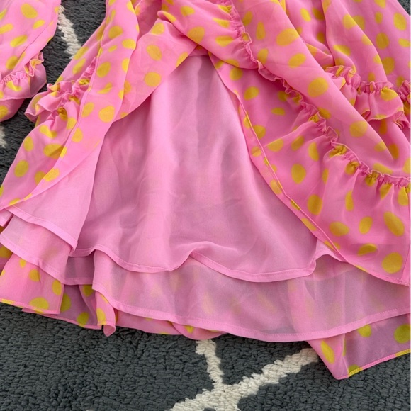 Scoop NYC Pink and Yellow Polka Dot Ruffled Dress NWT - Picture 6 of 10